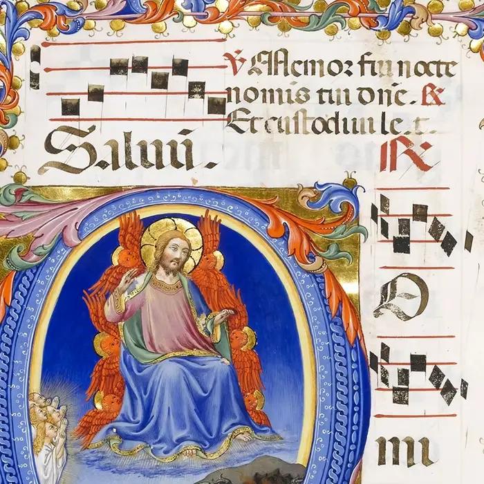 Affiches manuscrites éclairées sur le thème médiéval