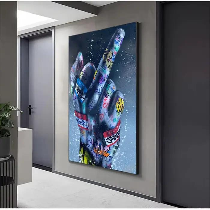 Rue Graffiti Moyen Doigt Gestes Mur Art Peinture Peint Affiches Et Impressions Salon Chambre Décorations Cadeaux