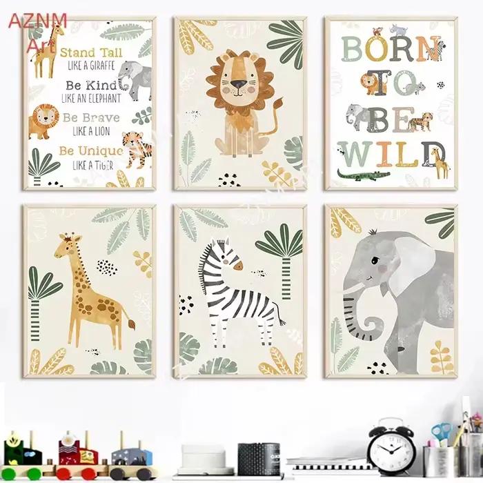 Affiche sur toile d'animaux de la Jungle