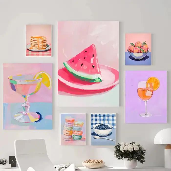 Affiche de Popsicle d'été colorée, nature morte, salle à manger, petit déjeuner, imprimés alimentaires, peinture sur toile, tableau d'art mural, décor de cuisine de maison