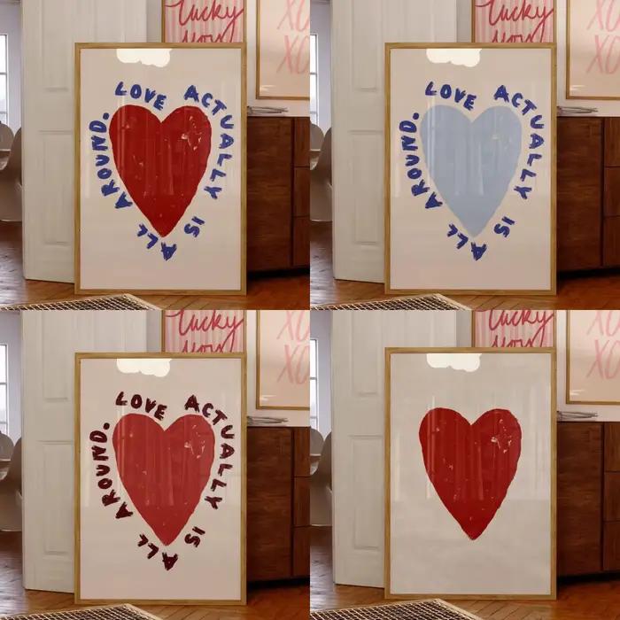 Affiche imprimée sur toile avec citation d'amour "Love Actuellement Around"