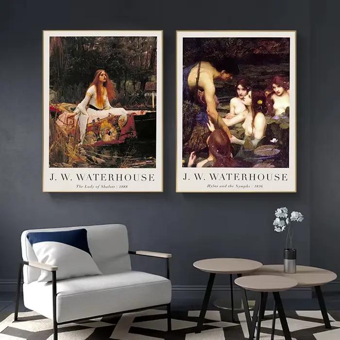 Vintage John William Waterhouse Art imprimer la sirène Miranda Pandora classique Portrait toile affiche pré-rafaélite mur Art décor