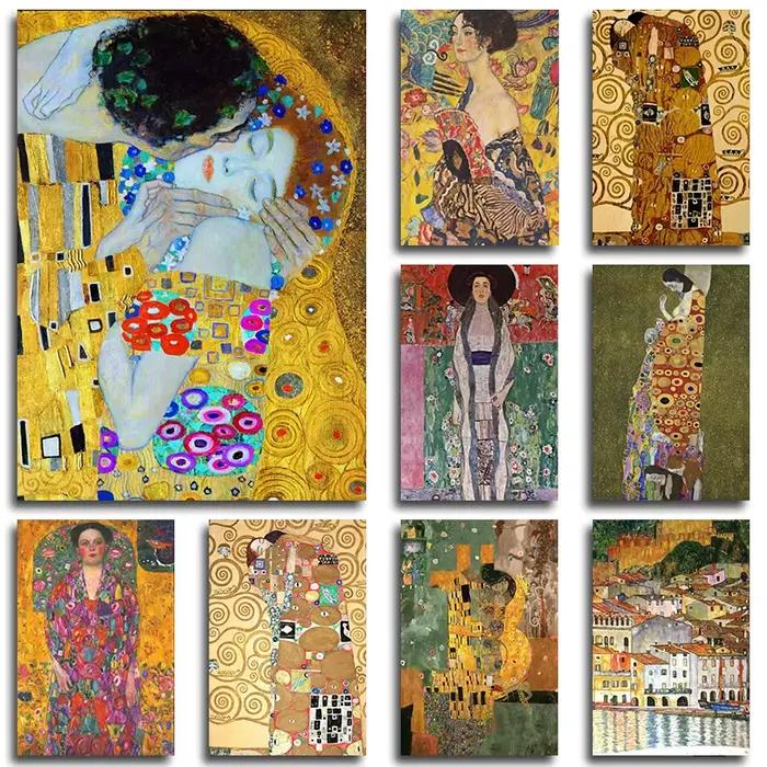 Artiste Gustav Klimt Collection classique le baiser peinture à l'huile abstraite toile impression affiche mur Art photo pour décor de salon