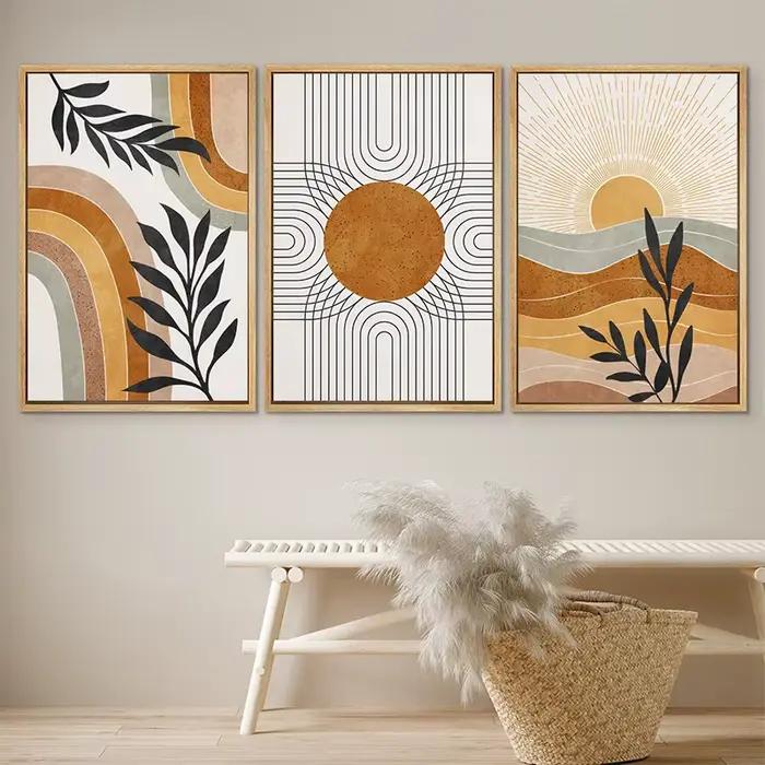 Peinture sur toile de feuilles de bohème orange