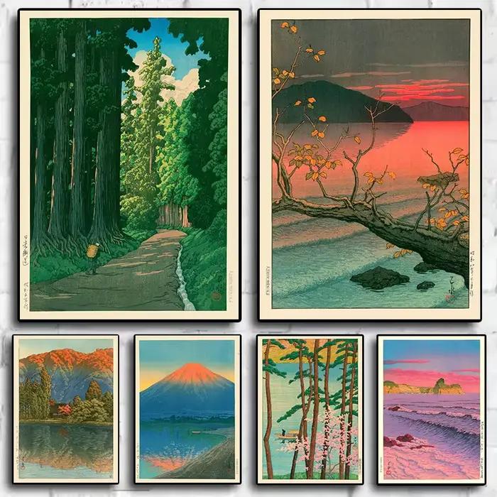Kawase Hasui classique japonais bloc de bois paysage œuvre toile affiche imprimée océan montagne mur photos décor à la maison