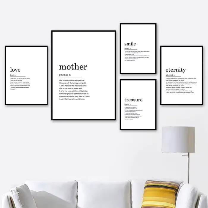 Affiches et College nordiques avec citations sur la définition de l'amour pour la maison