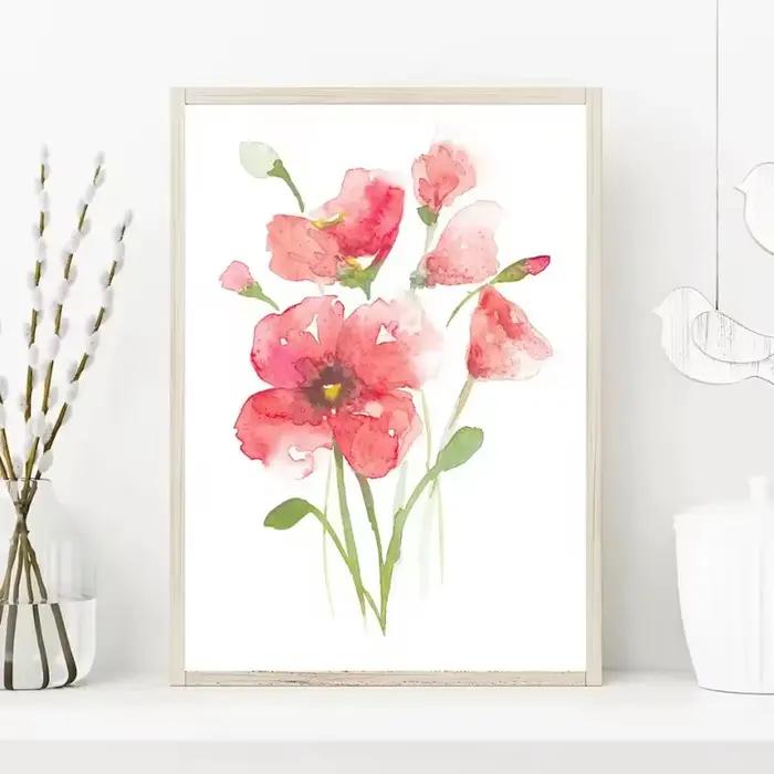 Affiche d'art aquarelle belle fleur nature morte