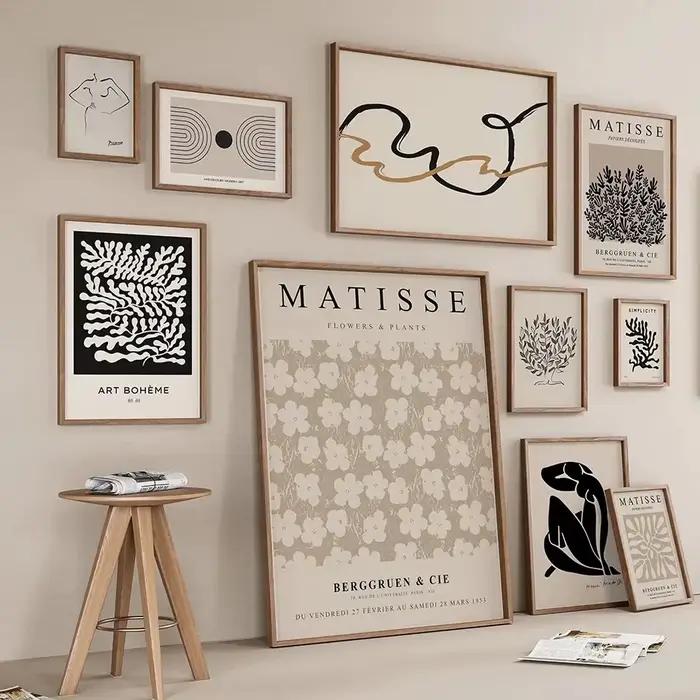 Affiches rétro Matisse corail Picasso Boho