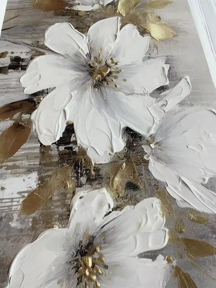 Peinture à l'huile de fleurs dorées sur affiche