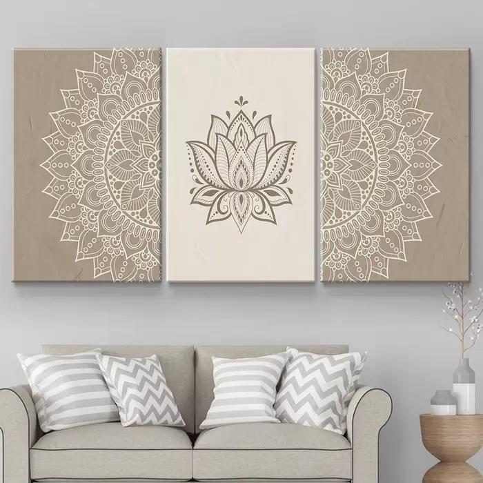 Toile de peinture de Mandala bohème Beige