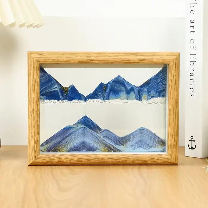Cadre en bois paysage de sable en mouvement