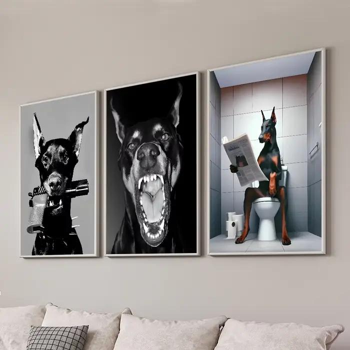 Affiche de chien Doberman noir à la mode moderne