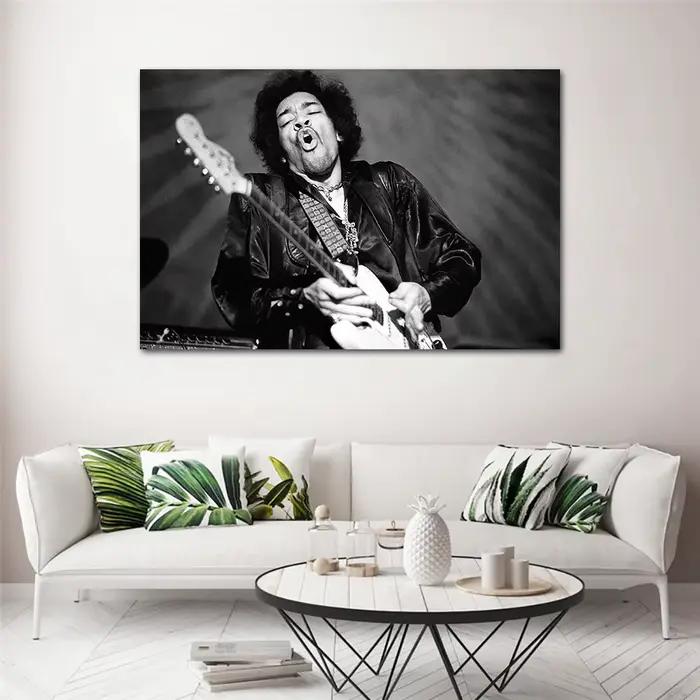 Affiches Jimi Hendrix, peinture sur toile vintage, impression d'art mural noir et blanc pour la décoration de la maison