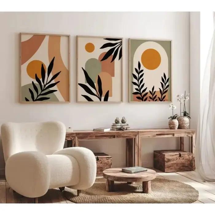 Toile de peinture moderne nordique en terre cuite verte