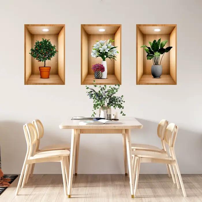 Affiches de triptyque en pot effet 3D