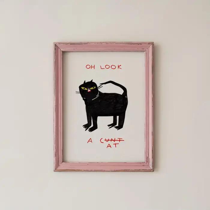 " Décor mural imprimé chat noir ludique et fantaisiste-affiche d'art humoristique et luxueuse pour accent de salon