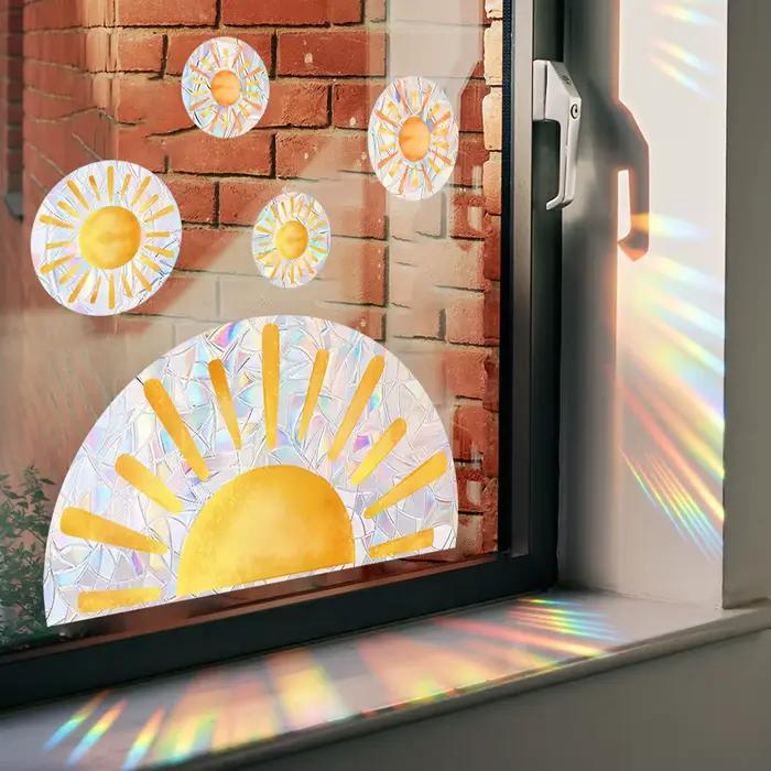 Autocollants de fenêtre attrape-soleil colorés