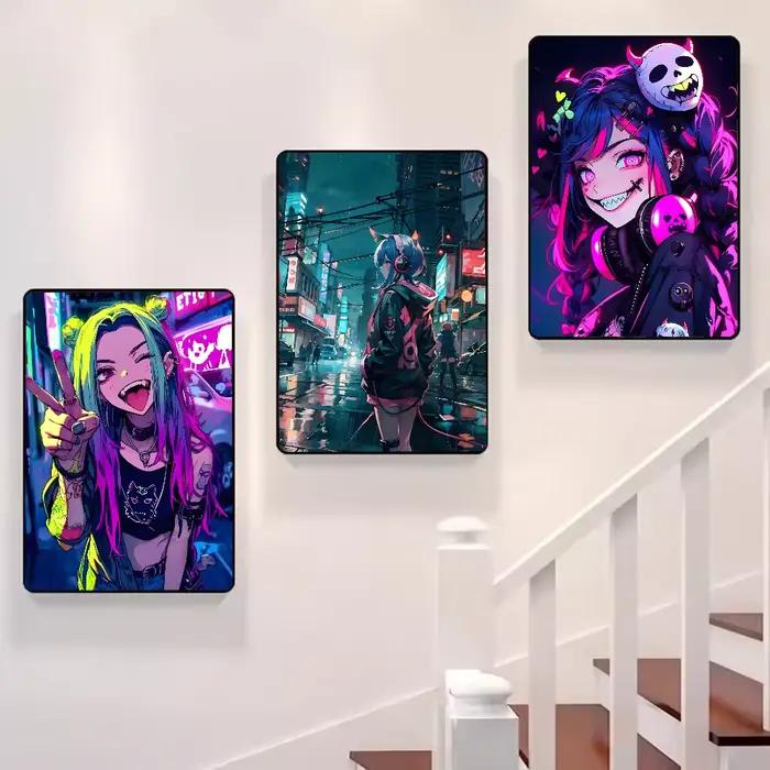 Cool Cyberpunk fille affiche HD art mur collant étanche maison salon chambre bar décoration esthétique