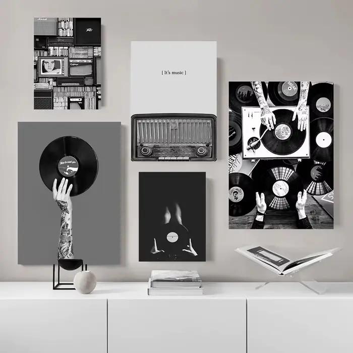 Affiches et impressions de disques de musique en noir et blanc