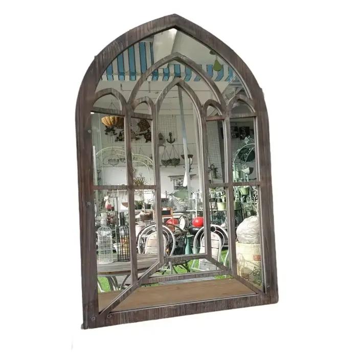  Miroir mural de campagne française – Accent suspendu Vintage en bois massif pour ferme