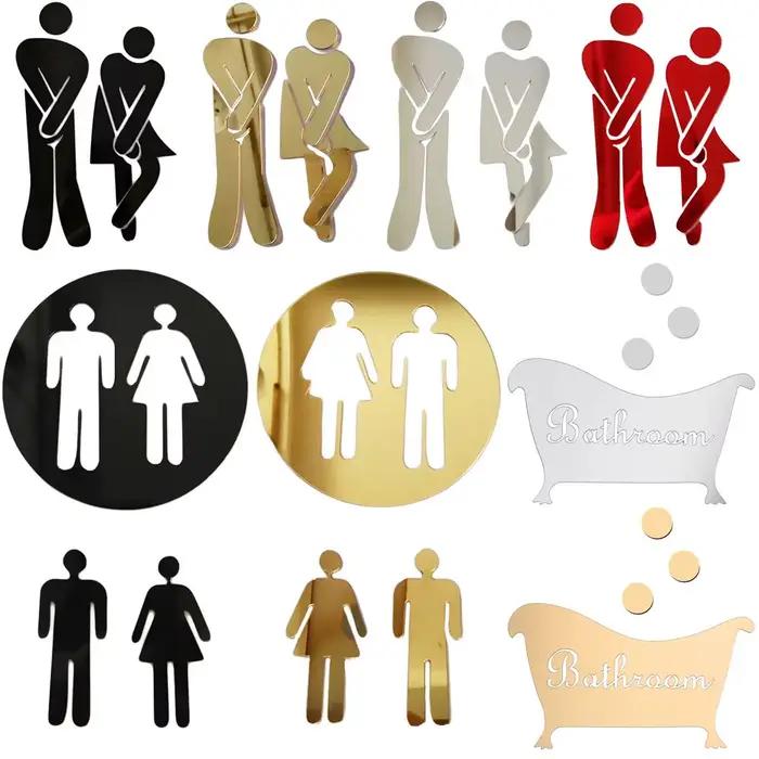 Perfec3D-Autocollants Muraux avec Signe d'Entrée de Toilette pour Homme et Femme