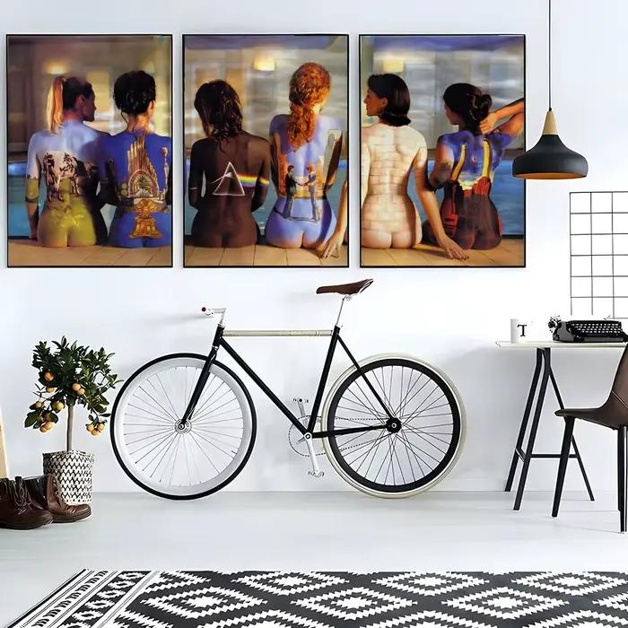 Affiche murale en toile de coton avec peinture et calligraphie de la groupe P-Pink Floyd