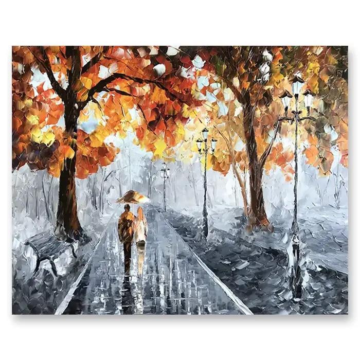 Peinture à l'huile de forêt peinte à la main