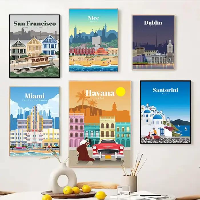 Affiche de villes touristiques célèbres du monde