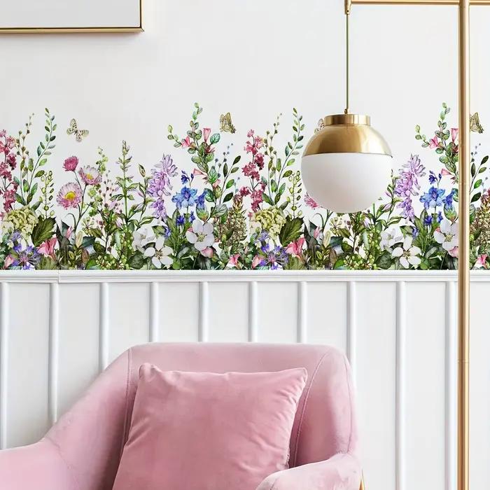 2 feuilles d'autocollants muraux – Designs floraux et botaniques pour un ambiance intérieure sans effort pour chambre à