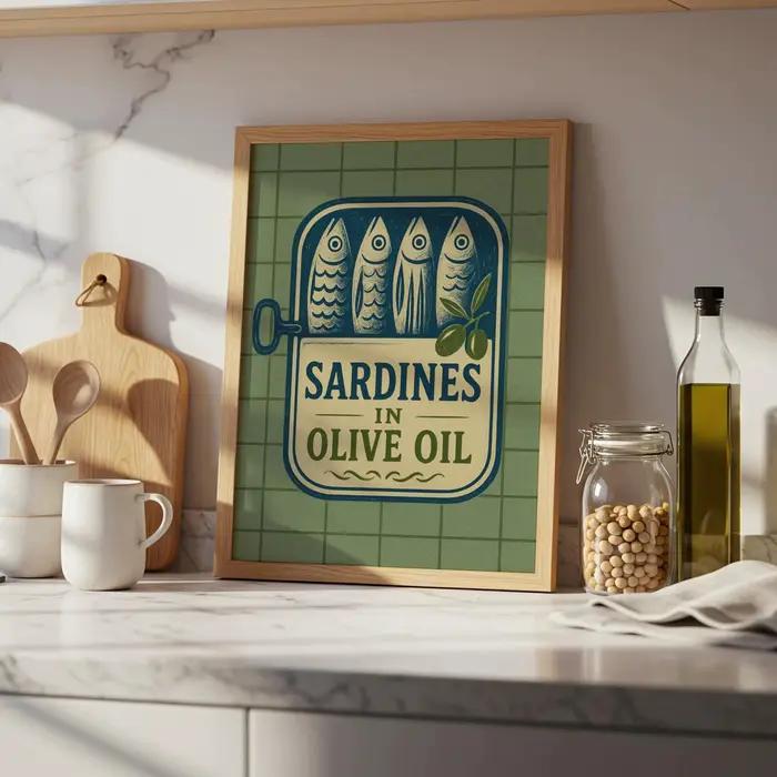 Toile de sardines en conserve rose imprimée