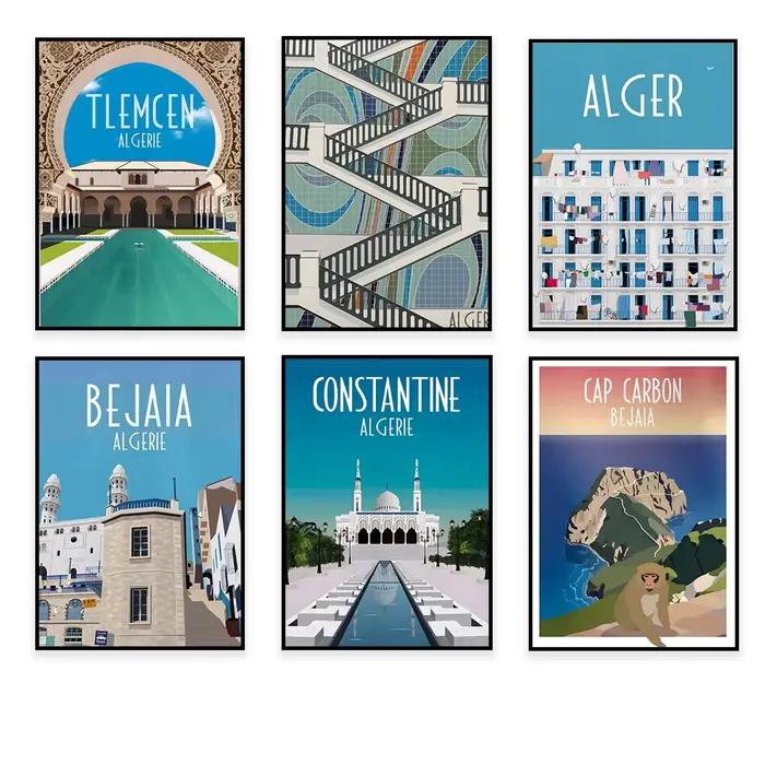 Affiche Algérie, affiche Algiers minimaliste