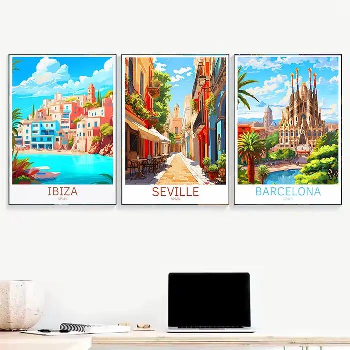 Espagne voyage Paris Gran Canaria Barcelone Madrid Granada affiche toile peinture mur Art photo pour salon décor à la maison