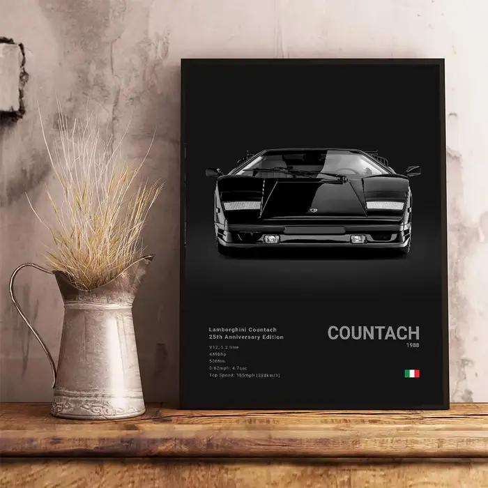 Affiches de voitures célèbres noires sans cadre, impressions de supercars et de voitures de sport pour salon, peinture sur toile, art mural, décoration intérieure, murale