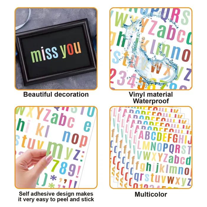 Autocollants de lettres colorées en vinyle auto-adhésif