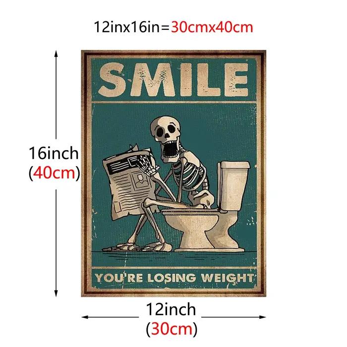 Peinture sur toile l'homme squelette est accroupi dans la toilette