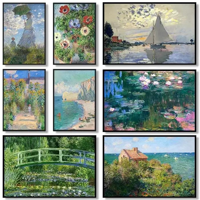 Affiches et impressions sur toile de paysages de jardin classiques de Claude Monet, impression sur toile, image d'art murale pour la décoration du salon