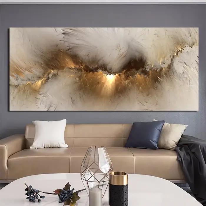 Art mural esthétique abstrait classique, nuages gris jaunes, peintures bloquant les couleurs, affiches imprimées, décor de maison, chambre à coucher, salon