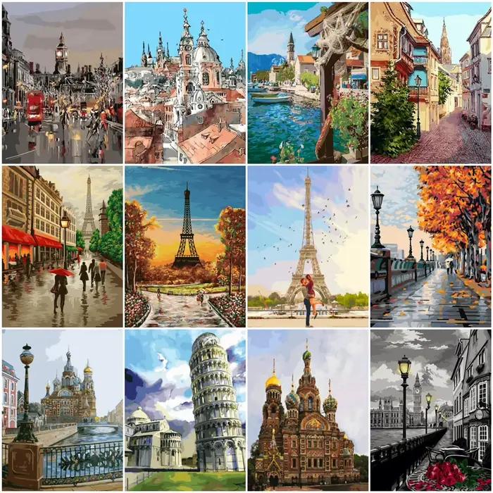 Peinture par numéros de paysage de ville
