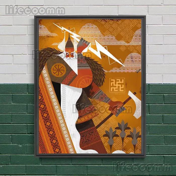 Peinture sur toile d'art mural de personnages slaviques