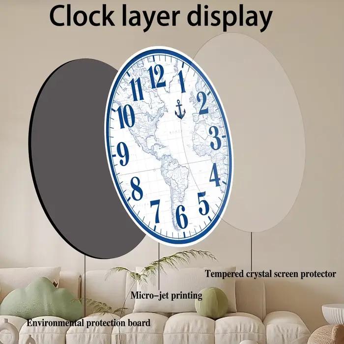 Horloge à motif de carte du monde, idéale pour la décoration de la maison et de l'université, horloge murale artistique unique