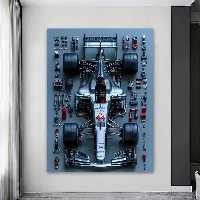 Art mural de la série F1 Racing – Affiche imprimée sur toile HD pour les passionnés de voitures, parfaite pour la décoration de la maison, du garage ou du club