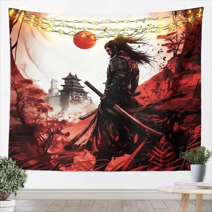 Tapisserie murale chinoise orientale, art paysager zen, peinture à l'aquarelle de montagne, rivière, fleur de lotus, décoration de maison asiatique, affiche