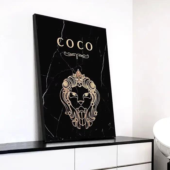 Affiches et impressions de bouteille de parfum COCO noir et or