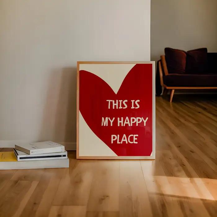 Affiche d'art avec citations de texte de cœur rouge