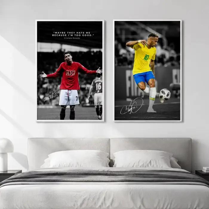 Affiche murale vintage esthétique avec portrait de joueur de football