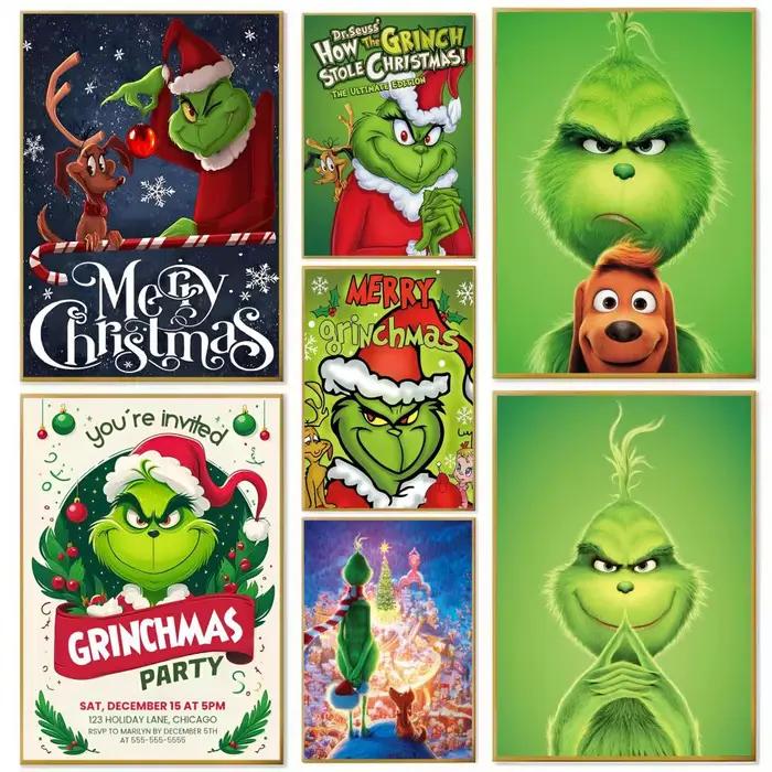Classique chaud joyeux noël le G-Grinch affiche autocollant parfait auto-adhésif mur Art conçu pour les espaces de salle à manger de bureau à domicile