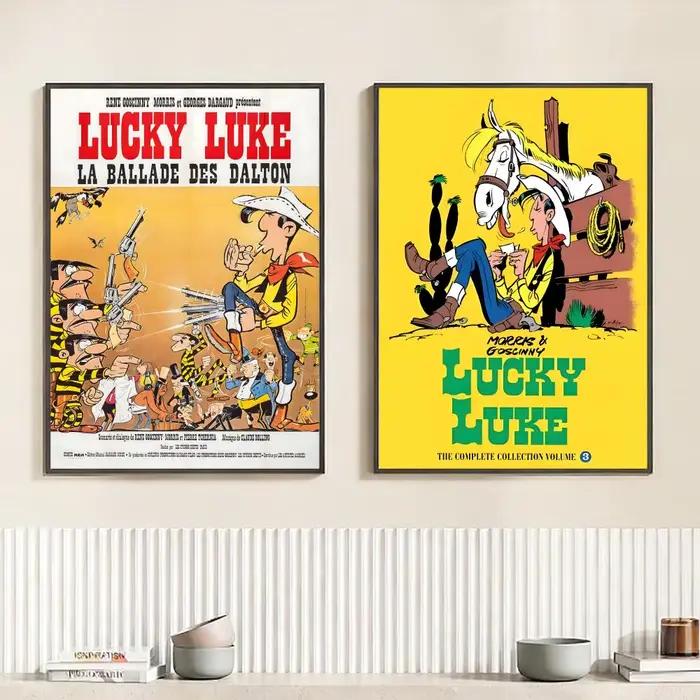 LUCKY LUKE CARTOON Peinture Calligraphie sur Toile HD Décoration Murale pour Maison Bureau Dortoir Salon Chambre Cadeau