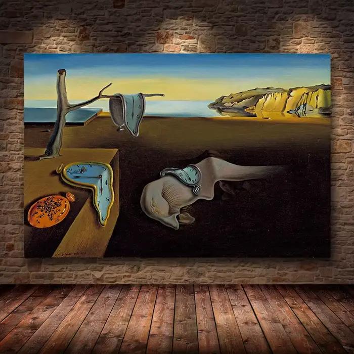 Salvador Dali la persistance de la mémoire horloges peinture à l'huile surréaliste toile affiche impression Cuadros mur Art photo pour salon