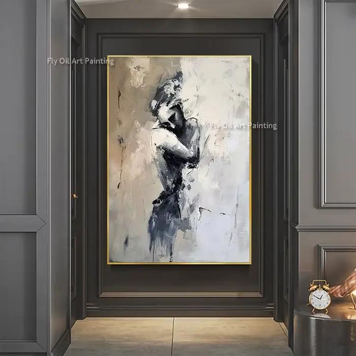 Peinture à l'huile abstraite faite à la main pour la décoration de chambre à coucher