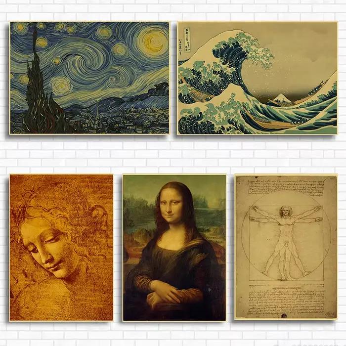 Leonardo Di Ser Piero Da Vinci Vincent Willem Van Gogh affiche imprime Vintage maison salle à manger Art décoration murale rétro peinture